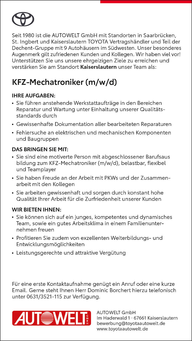 KFZ-Mechatroniker (m/w/d)